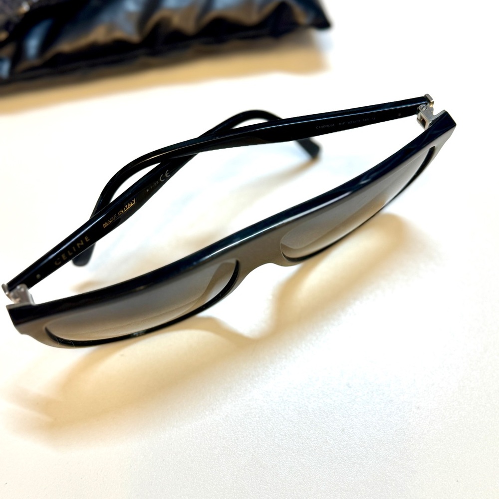 Celine 62cm Oversize Shiny Black Sunglasses - Picture 12 of 13